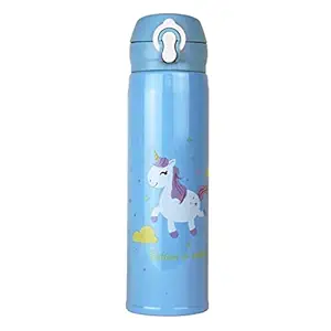 VIRTUAL WORLD BPA-Free Unicorn Cartoon Printed Stainless Steel Insulated Sipper Water Bottle for Girls /Flask for Kids, School (500 ml, Multicolor and Random Design ( Pack of 1 )