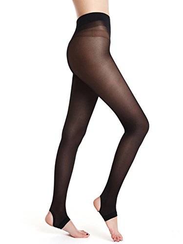 Amoretu Collants Femmes Collant De Danse Étrier Transparent Mince Leggings 30 Deniers Noir