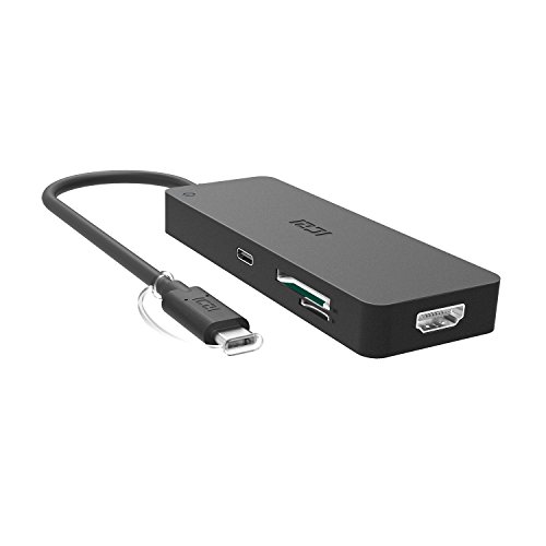 ICZI USB C Hub, 3x USB 3.0 port, 1x HDMI port (4K), 2x Kartenleser (SD&TF) und 1x USB C PD port (Power Delivery), vernickelt Stecker, schlank Entwurf mehr dünn, für New Macbook, Macbook Pro 2016, Google Pixel C, usw. Schwarz - 2