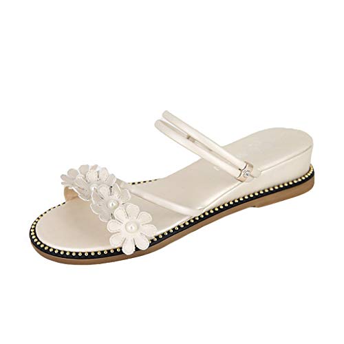 Preisvergleich Produktbild friendGG Damen Strand Blume Wedges Sandalen Sommerschuhe Mode Freizeit Schuhe Med
