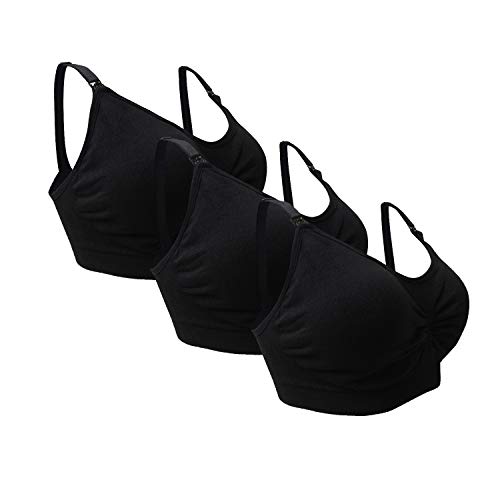 Desirelove Sujetador de Lactancia Maternidad 3 Pack Sujetadores sin Costuras con Almohadillas de prevención de derrames Removibles, Black, M