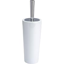 Wenko Alassio, scopino per WC chiuso, con scopino per WC, testa intercambiabile 8,5 cm, in acciaio inox satinato, 9,3 x 39,2 x 9,3 cm, argento opaco