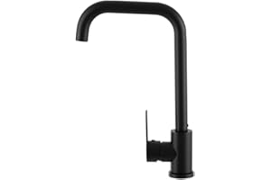 Faizee Möbel STEEL Große Küchenarmatur Wasserhahn stehend Küche Spüle Armatur 360° Drehbar (Schwarz)