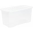 110 Litre Extra Large Clear Plastic Storage Box with Clear Lid