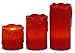 Produktbild Smart Planet® hochwertige flackernde LED Kerzen Wachs 3er Set in rot - schöne Wachs Details - mit Timer Funktion - Licht warmweiß - 5/7 / 10 x5 cm