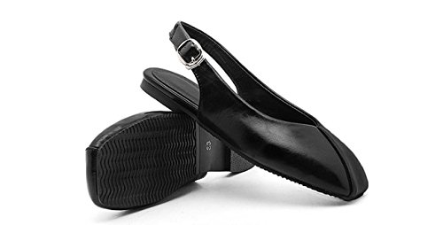 Plain Square Block Toe Mule Flat Shoes Shallow Safety Casual