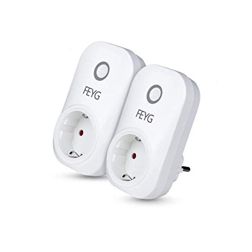 Enchufe inteligente , FEYG Smart plug,Controle su dispositivo desde cualquier lugar(aplicación incluida para Android o iOS,EU plug)