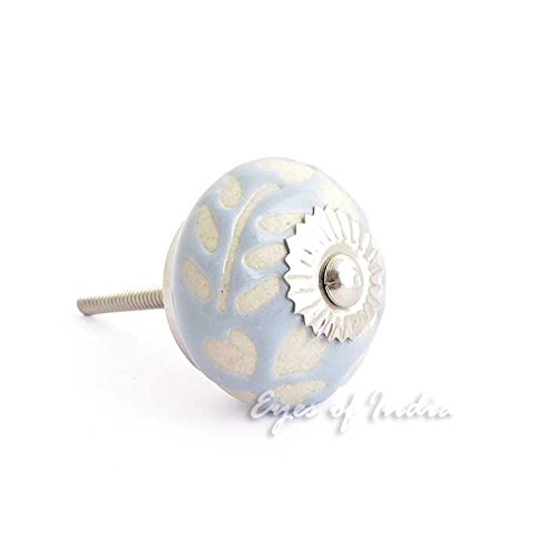 Eyes of India - Gray Ceramic Door Dresser Cabinet Pulls Cupboard Knobs Decorative Shabby Chic Colorful Boho Bohemian