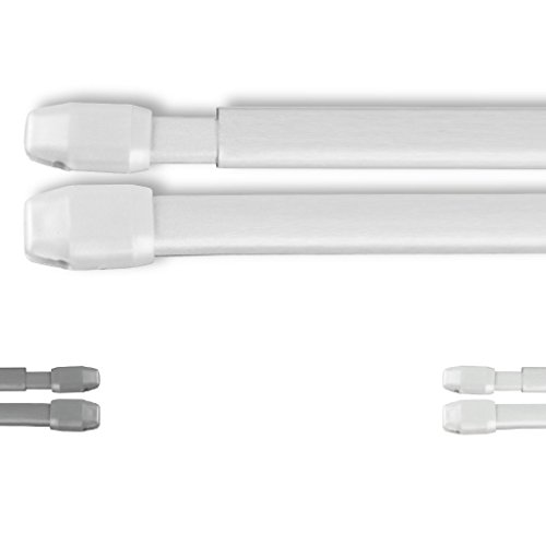 Vitragestangen ausziehbar mit Schraubhaken oder Selbstklebehaken, Gardinenstange Vorhangstange, Auswahl: weiß - perlweiß in 80 - 120 cm + + 4 Selbstklebehaken