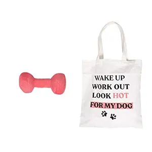 Dumbbell Dog Toy and Tote Bag Set, Pet Owner Gift Set