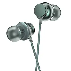 Ambrane Stringz 38 Wired Earphones with Mic, Powerful HD Sound with High Bass, Tangle Free Cable, Comfort in-Ear Fit, 3.5mm Jack (Green), Normal