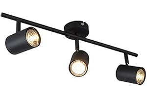 QAZQA - Modern IndustrieSpot I Spotlight I Deckenspot I Deckenstrahler I Strahler I Lampe I Leuchte schwarz kippbar - Jeana 3-flammig Spotbalken I Wohnzimmer I Schlafzimmer - Stahl Länglich - LED geei