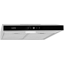 Klarstein Contempo Hotte encastrable - hotte aspirante, air évacué/de circulation, largeur: 60 cm, débit d'évacuation: 175 m³/h, montage mural/ncastré, façade en inox brossé/verre acrylique noir