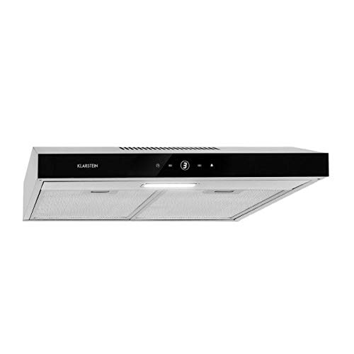 Klarstein Contempo Hotte encastrable - hotte aspirante, air évacué/de circulation, largeur: 60 cm, débit d'évacuation: 175 m³/h, montage mural/ncastré, façade en inox brossé/verre acrylique noir
