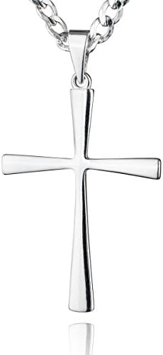 STERLL Man silver Chain Sterling silver 925 Cross pendant 21.65in jewelry case, Gift ideas for men