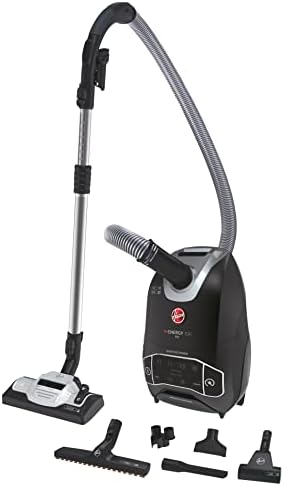 Hoover H-Energy 700 HE720PET 011 Aspirapolvere Con Sacco a Traino, Sacchetto XL, Con Filo 7m, Spazzola Mini Turbo e All Floors per tappeti e pavimenti, 850W, Accessori, Potenza variabile, Nero