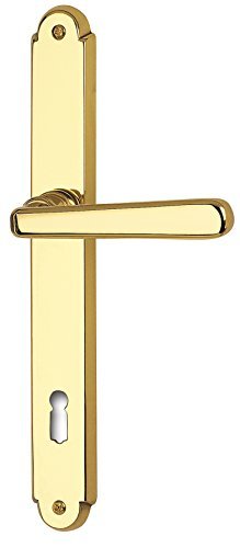 Preisvergleich Produktbild Türgriff Türdrücker Alt Wien Langschildgarnitur Türbeschlag Türklinke Drücker PZ - Messing poliert - Ö-Norm