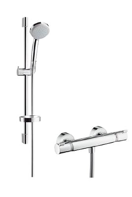 Hansgrohe Ensemble de Douche Croma 100 Vario avec Mitigeur Thermostatique Ecostat Comfort Chrome 27034000