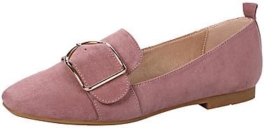 SHOESHAOGE Women'S Shoes Suede Spring Summer Comfort Ballerina Light Soles Loafers &amp;Amp; Slip-Ons Flat Heel Low Heel Chunky Heel Block Heel Square Toe,Pink,Us9.5-10 / Eu41 / Uk7.5-8 / Cn42