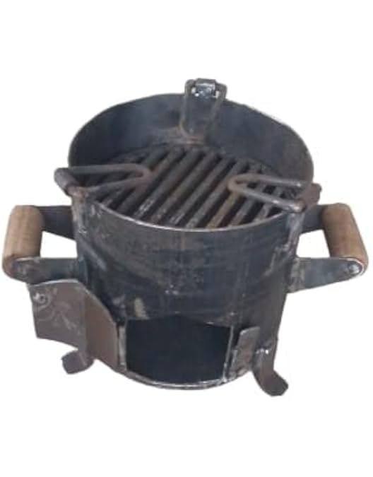 Iron Sigdi Angithi Stove - Portable Wood/Charcoal Heater For Outdoor Cooking & Camping, 19" Size