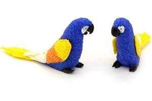 MyTinyWorld 2 Blue Dolls House Miniature Parrots with Multi-Colured Wings