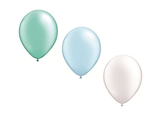 DeCoArt... 10 Luftballon Mix Wintersternenzauber perl mint hellblau weiß ca. 28 cm und ein weißes Aufblasventil