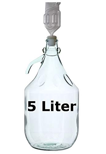 Action Glasballon 5 Liter Mit Bugelverschluss Und Garaufsatz Neues - glasballon 5 liter mit bugelverschluss und garaufsatz neues modell 5l weinballon garballon