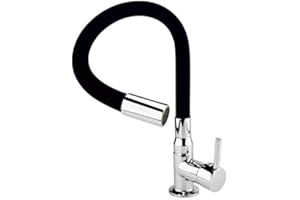 ATCO® Kaltwasser Standventil Wasserhahn Armatur Kaltwasserhahn Spültisch Küchenarmatur Waschtisch Waschbecken Bad Gäste-WC flexibler Auslauf vc-schwarz