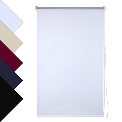 SHINY HOME® Verdunkelungsrollo Thermorollo Verdunklungsrollo 120x175cm Weiß Blickdicht Rollo klemmrollo ohne bohren Klemmfix Seitenzug inkl. Montagezubehör
