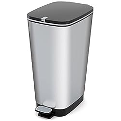Kis 8071900 1788 01 Poubelle"Chic" 45 litres en argent, Plastique, 29x44,5x60,5 cm