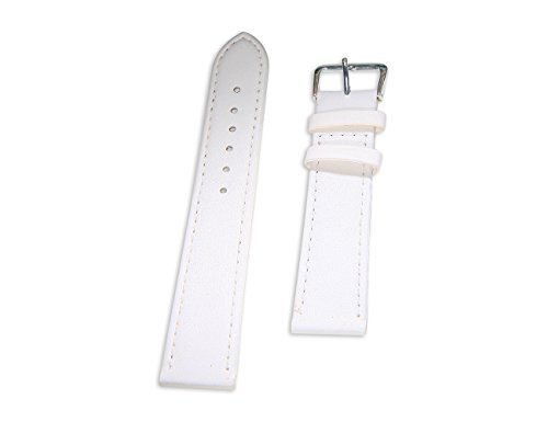 Preisvergleich Produktbild Enez Echt-Leder Lederarmband B:20 mm UHR ersatzarmband Weiss T163a