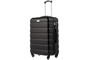 COOLIFE Valigie Valigia grande Valigia Trolley rigido ultraleggero e capiente,Chiusura a combinazione laterale con TSA, 4 ruote per facilitare il trasporto (Nero, 77cm)