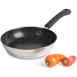 ProCook Gourmet Stainless Steel - Petite Poêle INOX Induction 20cm - Revêtement Antiadhésif sans PFOA - Manche Silicone Isolant Antidérapant - 20 cm