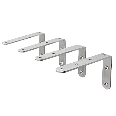 Sayayo Ej5207–4P en acier inoxydable Heavy Duty "L" Équerre de coin Brace Joint Équerre pour étagère murale à suspendre 125 Mmx75 mm/12,7 x 7,6 cm, 4 pièces Finition brossée