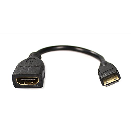 COM-FOUR® HDMI Buchse auf Mini HDMI Stecker Adapter vergoldet schwarz (gerade)