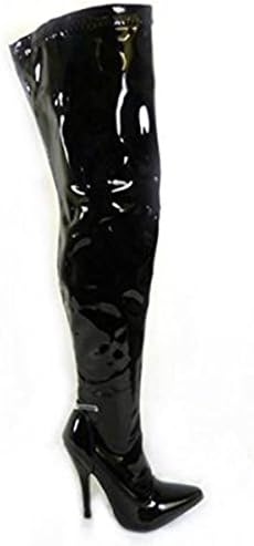 UK STREET FASHION Mens Sexy Thigh High Heel Kinky Fetish Over The Knee Stiletto Full Side Zip Boots Big Sizes (12 UK, Black)