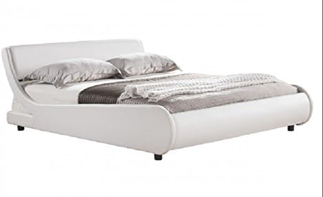 4ft6" Double Italian Designer Faux Leather Double Griffin Bed Frame In White