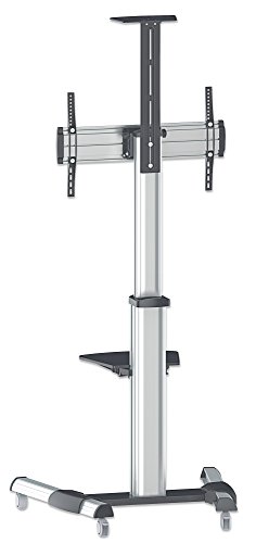 Manhattan Universal Multimedia TV-Ständer auf Rollen für Bildschirme 37″ bis 70″ ( bis zu 50 kg Kamerahalterung und AV-Fachboden abnehmbar ) 461245 schwarz silber - 4