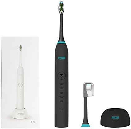 PCS Pro Electric Toothbrush 5 Modes Rechargeable Sonic Electric Toothbrush Diamond Clean Waterproof IPX7 Sonic Toothbrush UK Plug (T-7S-Black)