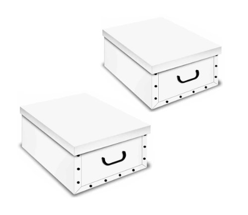 Weiße Kartons, Ordnungsboxen Deko Karton 2er SET Box Clip Weiß Aufbewahrungsbox