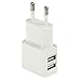 Produktbild wortek USB Ladegerät Universal EU Netzteil 2 USB-Ports Charger 2-Fach Buchse 2A Stromstärke Mehrfach-Adapter für Alle USB Geräte in Weiß