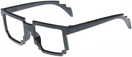 Black Pixel Style Clear Lens Glasses Retro Unisex Novelty 8 Bit Party Trendy