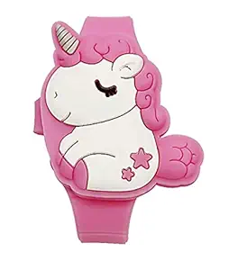 Kids Unicorn Watch Learning Time 3D Cute Cartoon Toddler Shape Clamshell Design Kids Digital Led Watch for Kids Birthday Presents Gifts for 3-8 Year Old Toys - Best Gift (Random Color - 1 Piece)