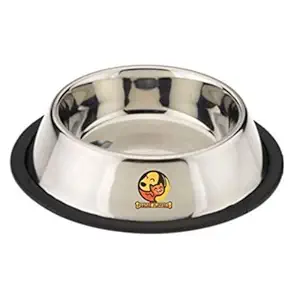 Foodie Puppies Imported Stainless Steel Pet Bowls Wipe Clean with Anti-Skid Bottom for Dogs (Medium, 900ml)