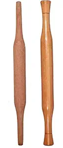 Masterarts Wooden roti belan, chapati makker/rolller,Rolling pin papad Maker (2pcs,Wooden)