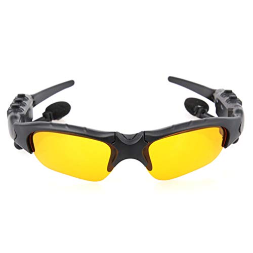 Preisvergleich Produktbild Vosarea 4.1 Sonnenbrillen mit Bluetooth-Headset Sportbekleidung Stereo-Bluetooth-Headset Unterstützung für Rufmusik-Selbstauslöser (schwarzer Rahmen - Gelb)