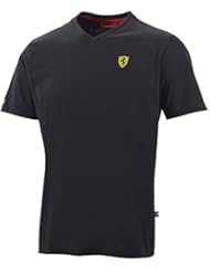 Ferrari negro escudo Vneck Tee Shirt, Negro