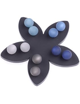 5 Paar Polaris Ohrstecker 8mm, dunkelblau, grau Mix auf schwarzer Blume von Adi-Modeschmuck in Berlin