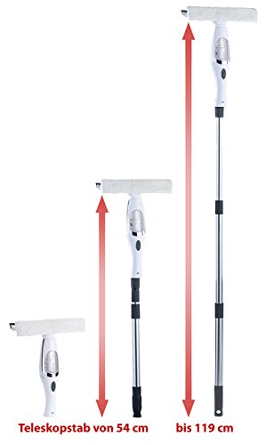 Sichler Haushaltsgeräte Akku Fenstersauger Set mit Teleskopstab bis 119 cm, Zubehör - 4
