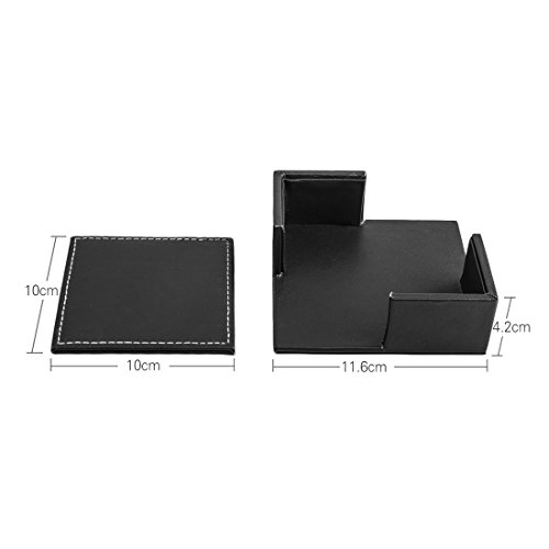 FOKOM 6er Untersetzer Untersatz Tasse Matte Coaster Cup Mat mit Halter-Schwarz - 4